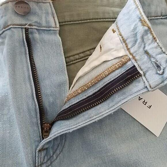 Frame Le Mini Cargo Mix Cotton Fray Hem Denim Skirt in Canteburry NEW Women's 27 - Picture 6 of 10